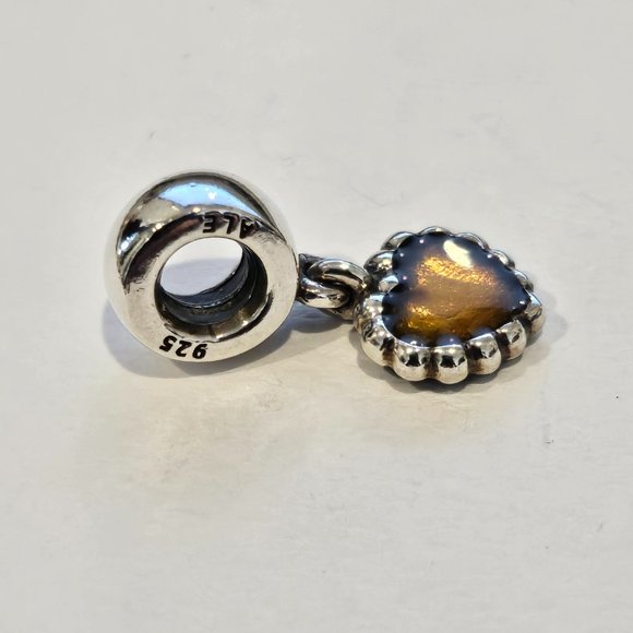 New Pandora Retired Brown Enamel Pandora Forever Dangle - 790471E10 - Picture 3 of 6